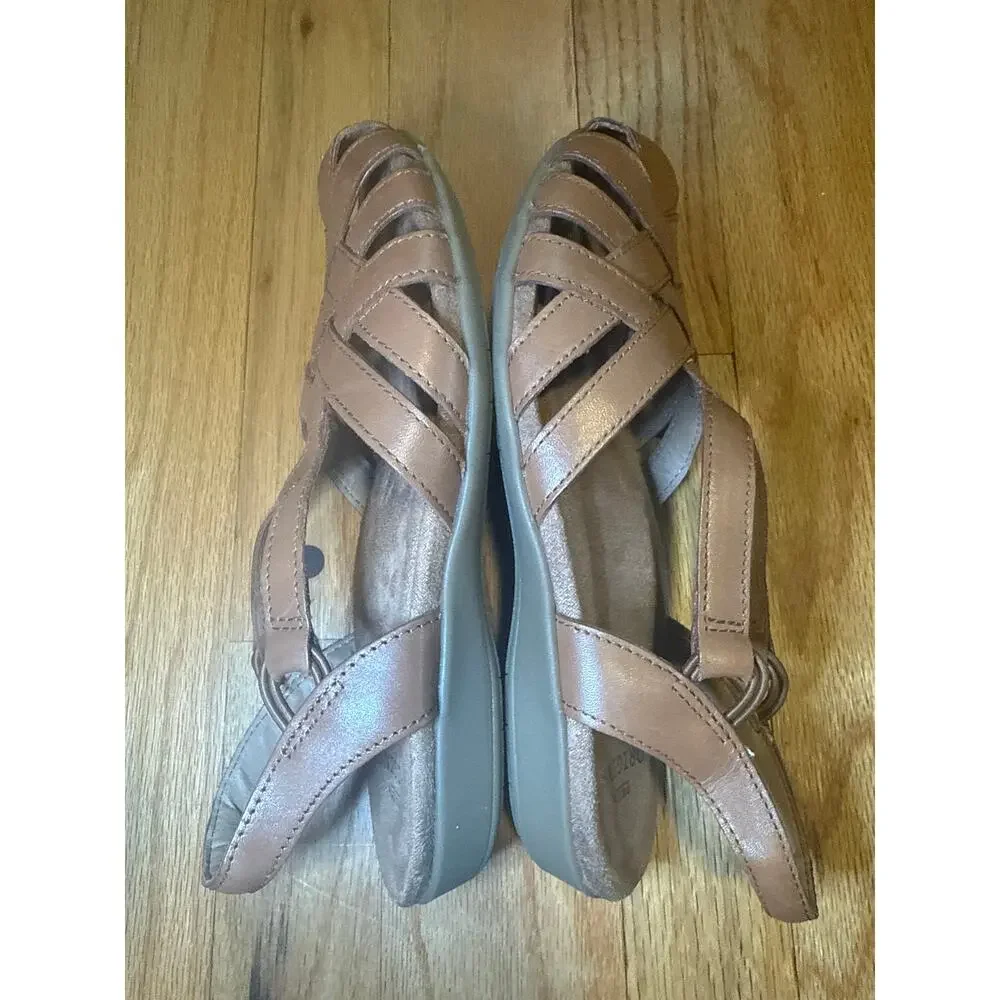 NEW Earth Origins Berri Sandal Women’s Size 8 N Narrow Brown Leather Fisherman